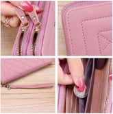 Pink Colour Geometric Embossed Large Capacity Coin Purse, Zipper Clutch Bag & Wallet